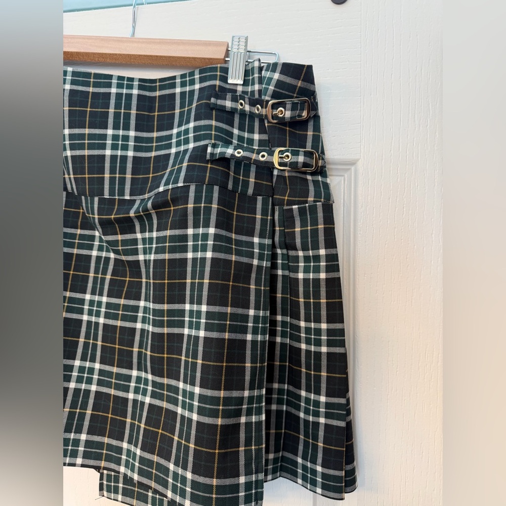 Hill House Plaid Mini Skirt - Black, White, Green